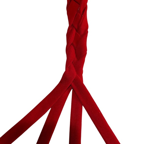 Ellen Tracy Wrap Dress, Red Dress, Faux Wrap Dress with 3/4 Sleeves, Lined - Picture 12 of 16